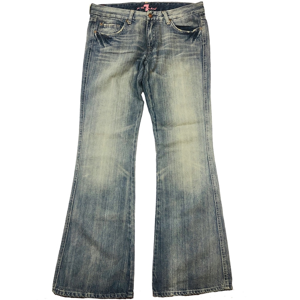 [7FAM] Distressed "A" Pocket Bootcut Jeans - Picture 2 of 6